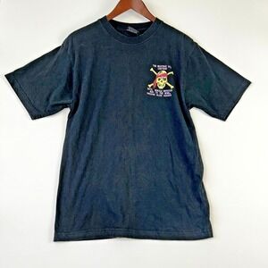 Bad‎ To The Bone T Shirt Size Large Black Skull Graphic Morale Paradise Island